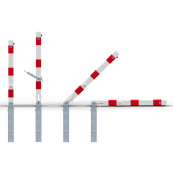 Barrier posts | Steel tube 70 x 70 mm | foldable, with triangular locking mechanism | with lifting and tilting mechanism | hot-dip galvanized | with 1 eyelet